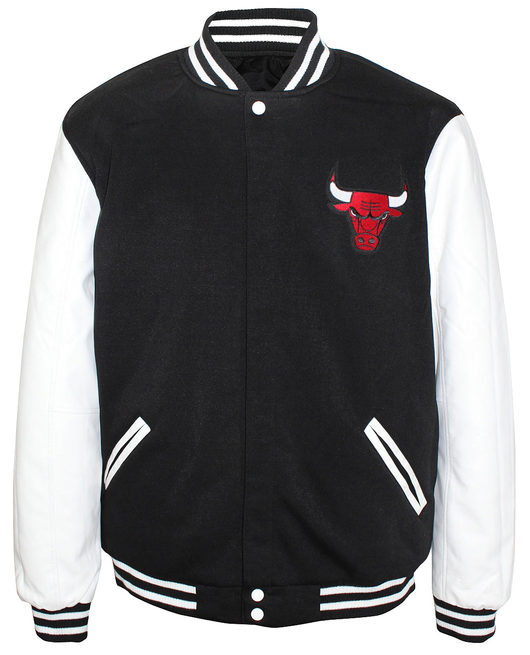 JH Design Men's Chicago Bulls Black Varsity Jacket