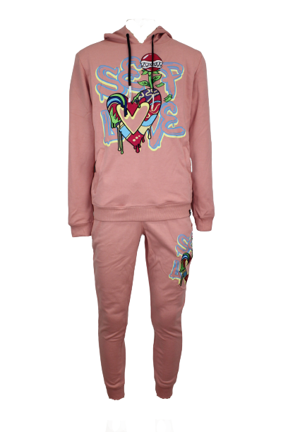 Civilized Clothing Self Love Hoodie Jogger Set Pink
