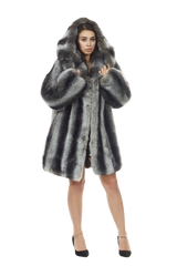 Smoke Rise Luxury Faux Fur Hooded Coat Black/Grey