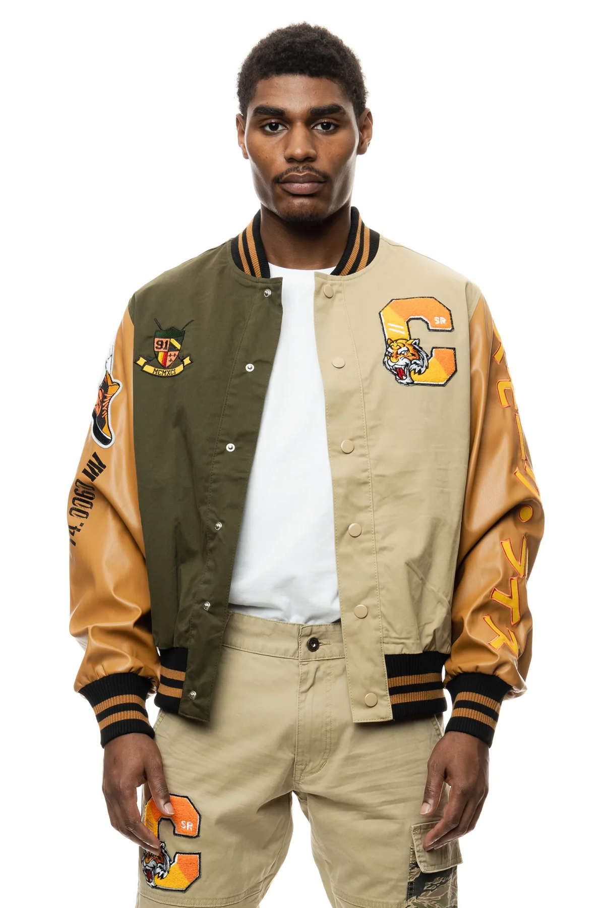 Smoke Rise Men's Twill Varsity Jacket Timber