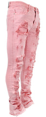 Waimea Men's Garment Dye Stacked Fit Jeans Pink
