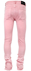 Waimea Men's Garment Dye Stacked Fit Jeans Pink