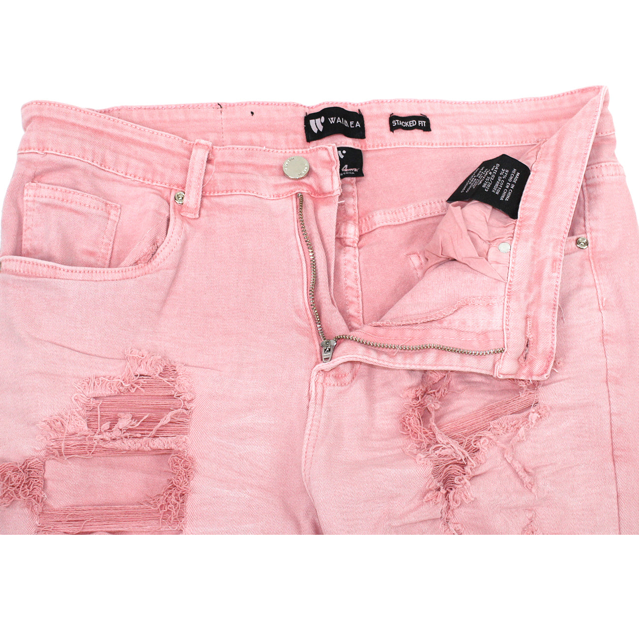 Waimea Men's Garment Dye Stacked Fit Jeans Pink