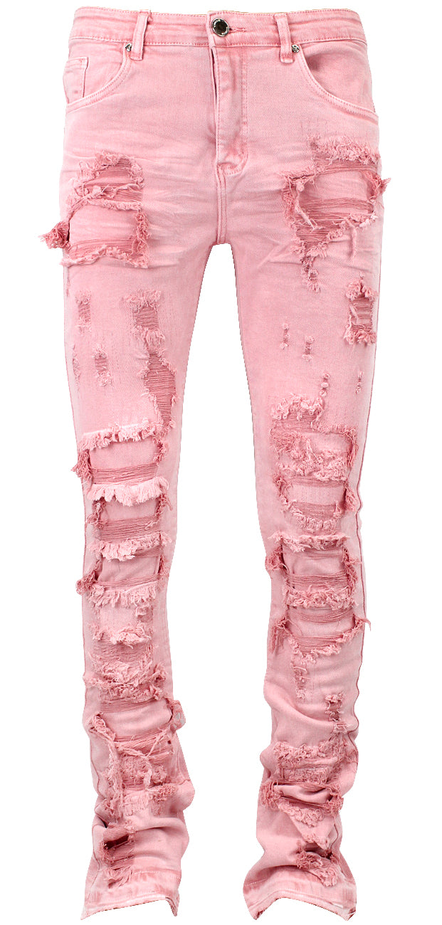 Waimea Men's Garment Dye Stacked Fit Jeans Pink