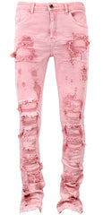 Waimea Men's Garment Dye Stacked Fit Jeans Pink