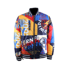 Men's Born-Fly Logo Print Bomber Jacket Reversible With Fly Worldwide All Over Print