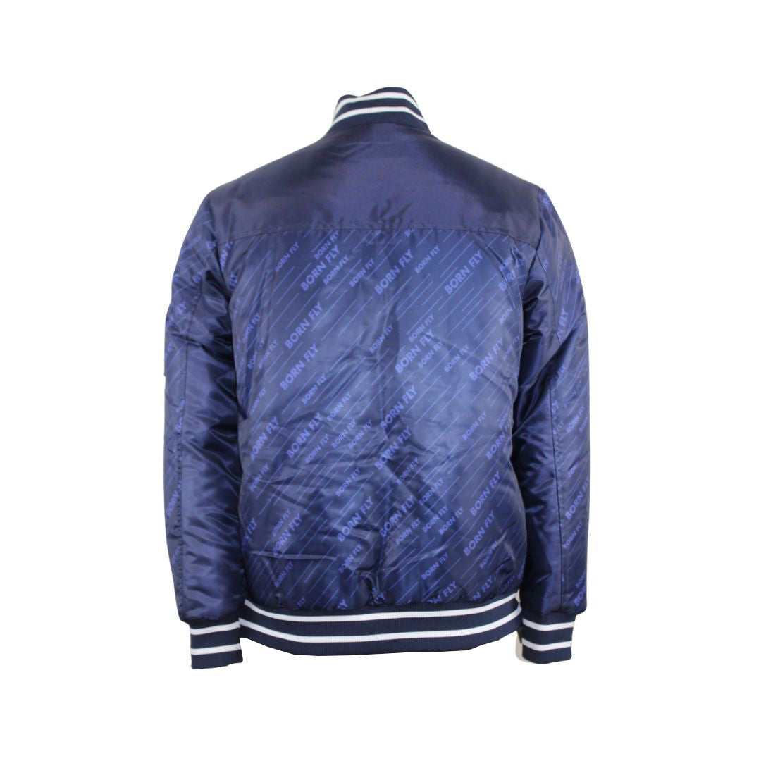Men's Born-Fly Logo Print Bomber Jacket Reversible With Fly Worldwide All Over Print