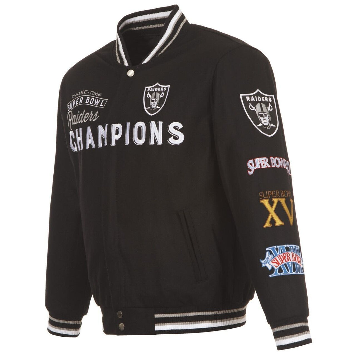 Men's FNL Las Vegas Raiders 3 Time Super Bowl Champions Jacket Reversible