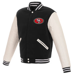 Men's San Francisco 49ers Reversible Jacket With Faux Leather Sleeves Black/White