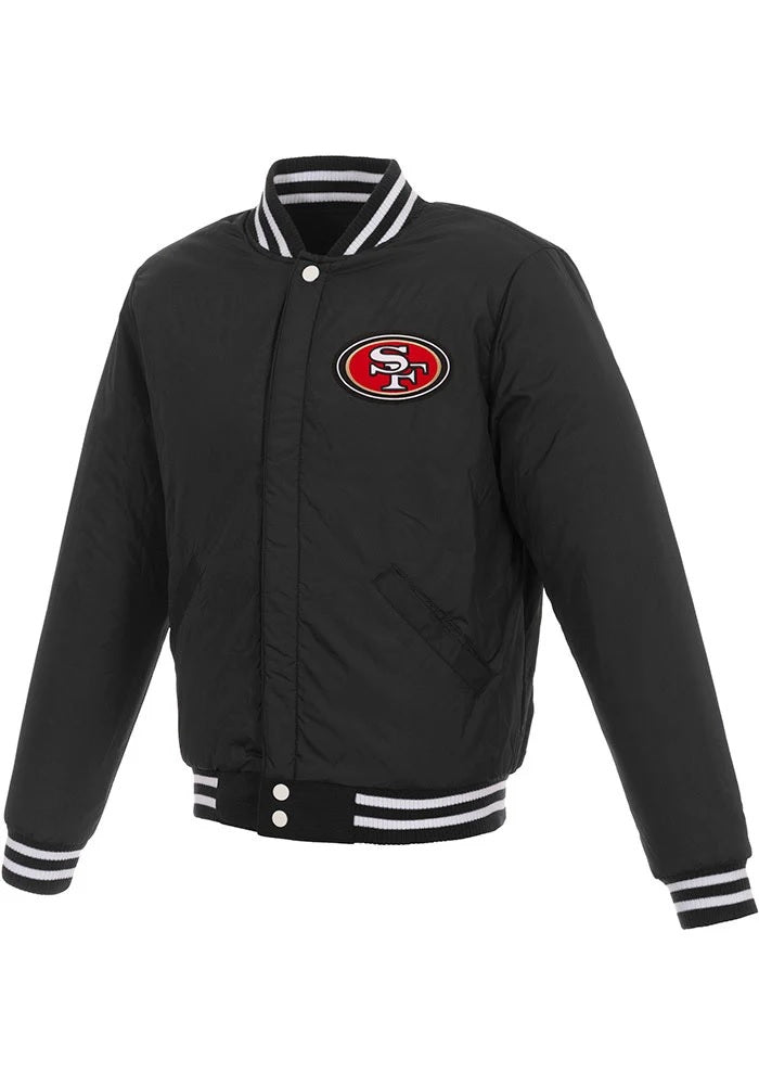Men's San Francisco 49ers Reversible Jacket With Faux Leather Sleeves Black/White