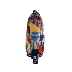 Men's Born-Fly Logo Print Bomber Jacket Reversible With Fly Worldwide All Over Print