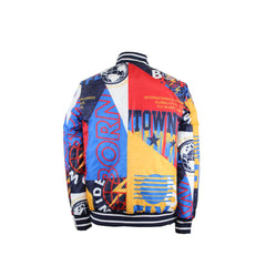 Men's Born-Fly Logo Print Bomber Jacket Reversible With Fly Worldwide All Over Print