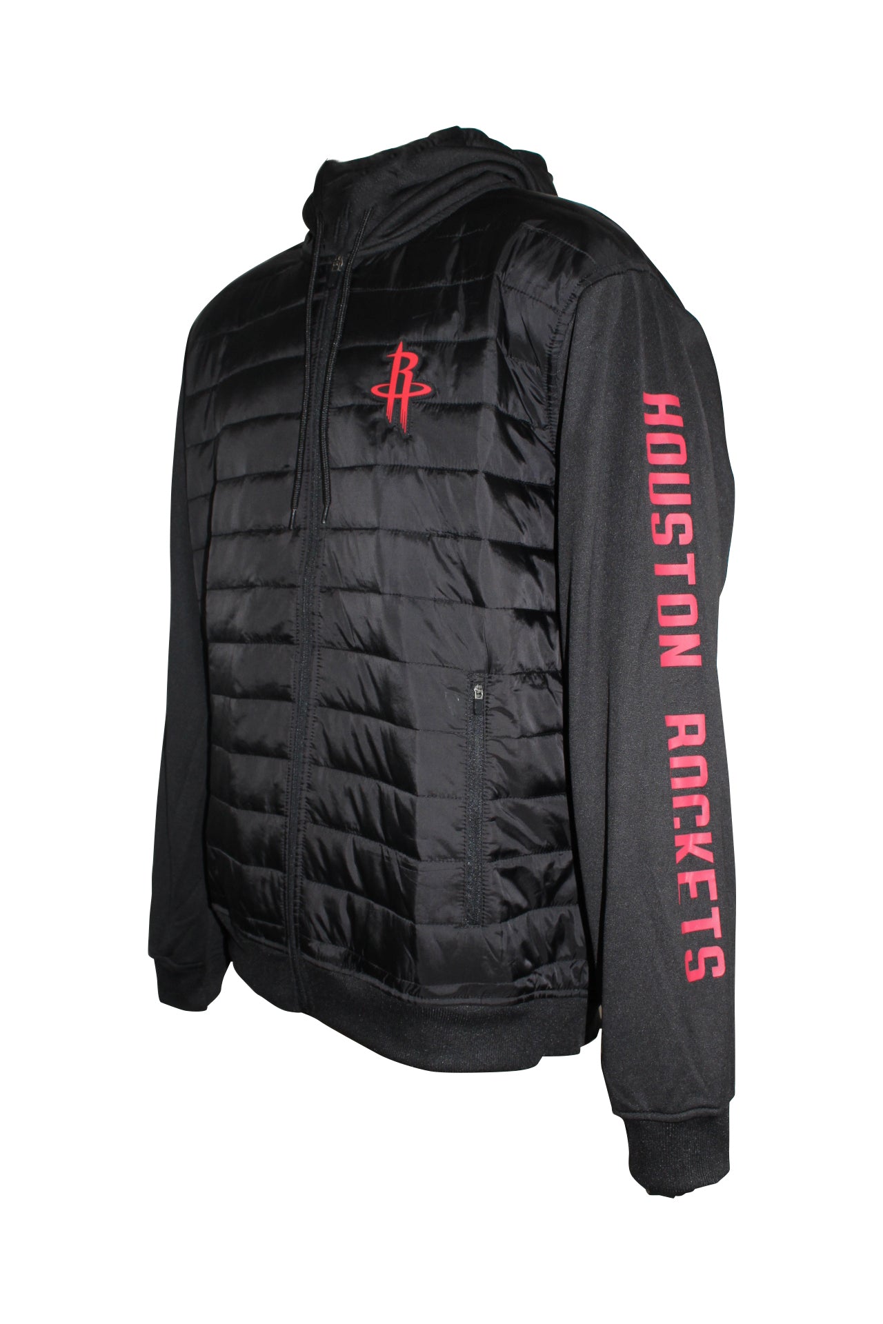 Men's NBA Houston Rockets Quilted Panel Jacket with Hoodie Black