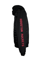 Men's NBA Houston Rockets Quilted Panel Jacket with Hoodie Black