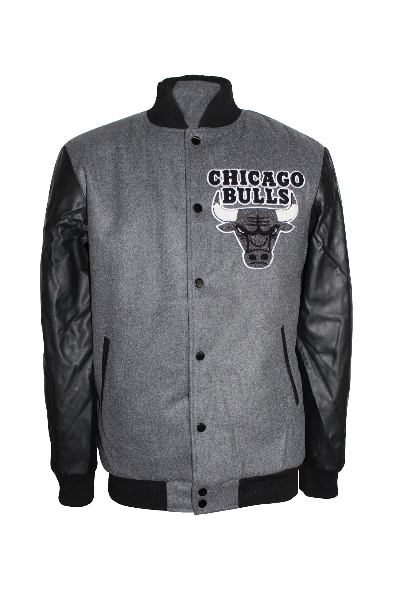 Chicago Bulls Full Leather Jacket - Black/Black Small