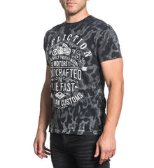 Affliction Twisted Metal Mens Graphic Crew Neck Tee A16283 Black Grey