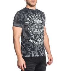 Affliction Twisted Metal Mens Graphic Crew Neck Tee A16283 Black Grey