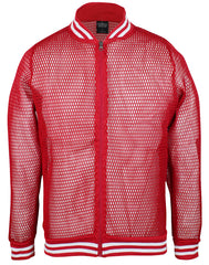 Original Deluxe Mens Fishnet Long Sleeve Transparent Mesh Top Red