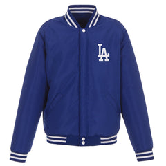 Men's Los Angeles Dodgers Reversible Jacket With Faux Leather Sleeves Royal Bule/White