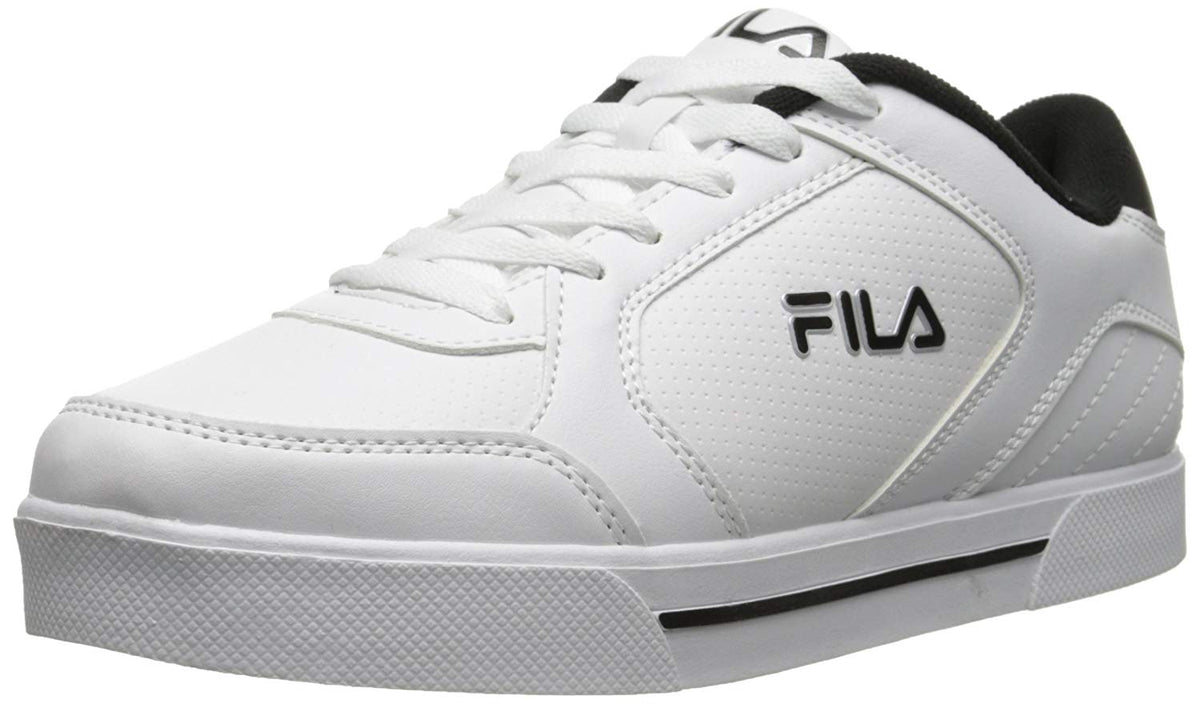 Fila Mens Low Top Leather Sneakers 1SC60102-102 White Black Metallic Silver Size- 9.5