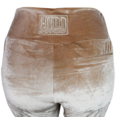 Hood Goodie Womens Panne Velvet Set Hooded Long Sleeve Top with Pants Sand