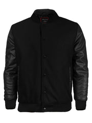 Maximos Mens Varsity Baseball Letterman Vintage Button Down Jacket Black