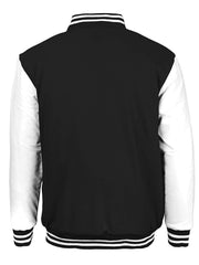 Maximos Mens Varsity Baseball Letterman Vintage Button Down Jacket Black