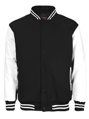 Maximos Mens Varsity Baseball Letterman Vintage Button Down Jacket Black