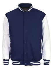 Maximos Mens Varsity Baseball Letterman Vintage Button Down Jacket Navy White