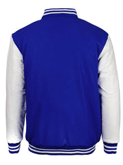 Maximos Mens Varsity Baseball Letterman Vintage Button Down Jacket Royal Blue White