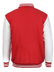 Maximos Mens Varsity Baseball Letterman Vintage Button Down Jacket Red White