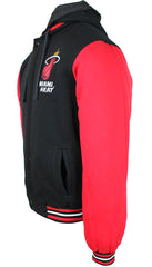 JH Design NBA Men's Reversible Hooded Fleece Jacket Miami Heat Black Red