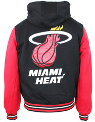 JH Design NBA Men's Reversible Hooded Fleece Jacket Miami Heat Black Red