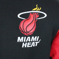 JH Design NBA Men's Reversible Hooded Fleece Jacket Miami Heat Black Red