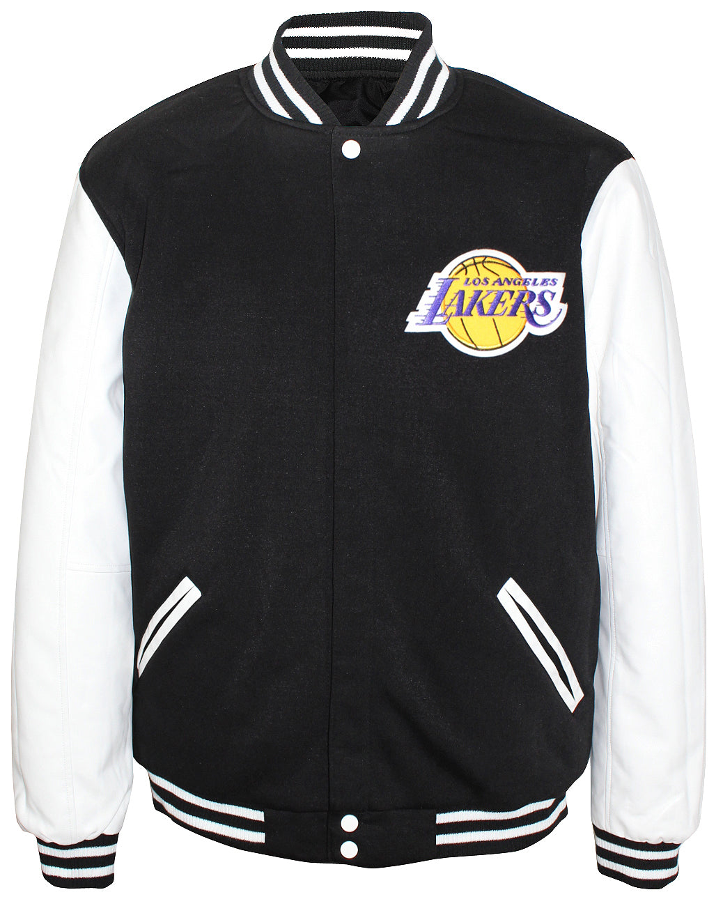 JH Design NBA Men's Reversible Fleece Jacket Los Angeles Lakers Black White
