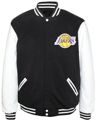 JH Design NBA Men's Reversible Fleece Jacket Los Angeles Lakers Black White