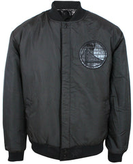 JH Design NBA Men's Reversible Fleece Jacket with Faux Alligator Leather Logos Golden State Warriors Black