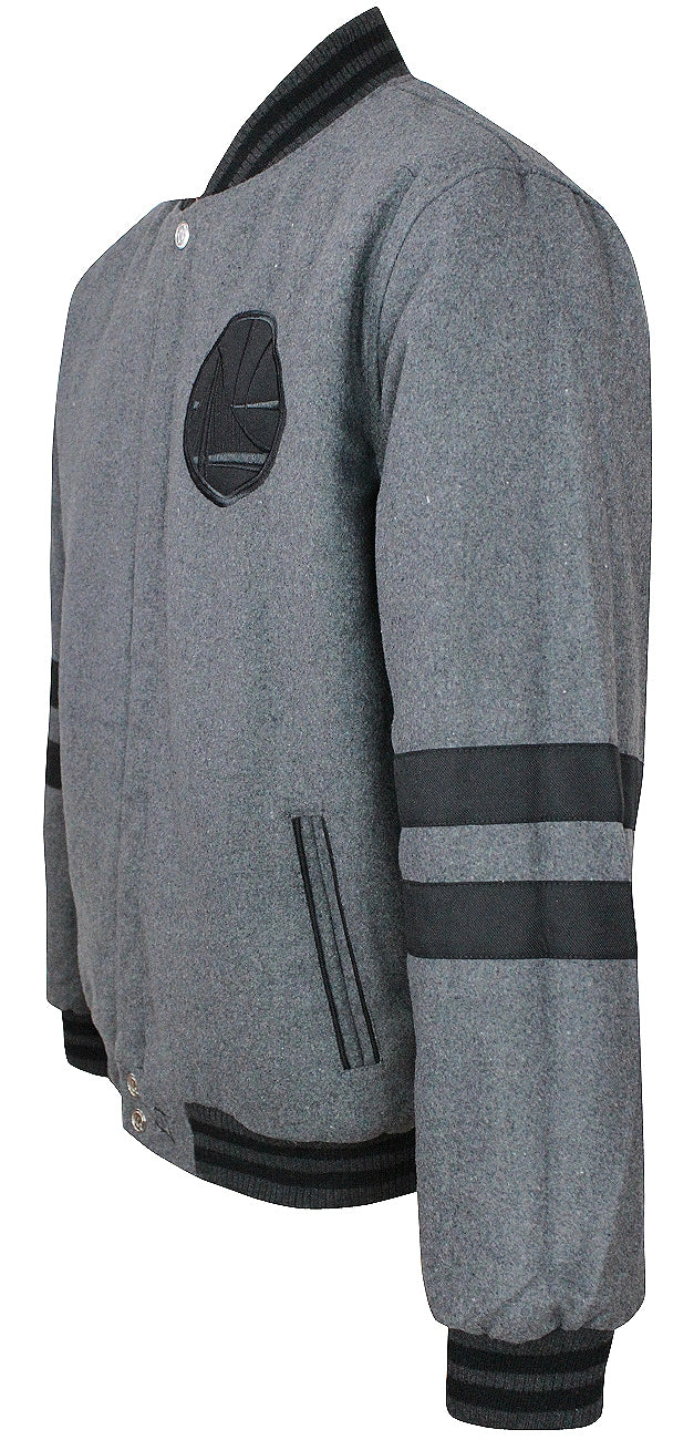 JH Design NBA Mens Reversible Wool Nylon Jacket Golden State Warriors Black Charcoal Gray-L