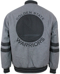 JH Design NBA Mens Reversible Wool Nylon Jacket Golden State Warriors Black Charcoal Gray-L