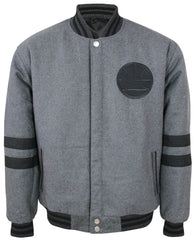 JH Design NBA Mens Reversible Wool Nylon Jacket Golden State Warriors Black Charcoal Gray-L
