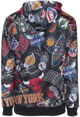 Men's NBA Team Logos All Over Print Fleece Hoodie Black