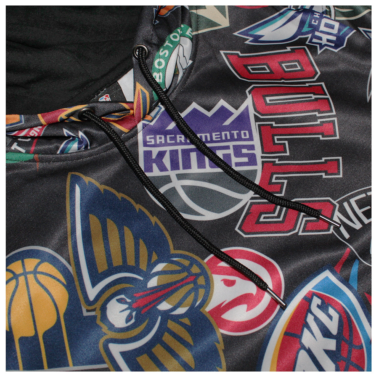 Men's NBA Team Logos All Over Print Fleece Hoodie Black