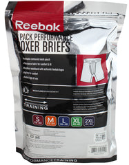 Reebok Mens Performance Training Boxer Briefs Black Phantom Grey Print Pack of 3