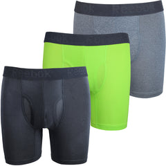 Reebok Mens Performance Training Boxer Briefs Black Phantom Grey Print Pack of 3