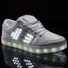 Vlado Footwear Lyte II Mens LED Light Low Top Leather Sneakers IG5801-01 White