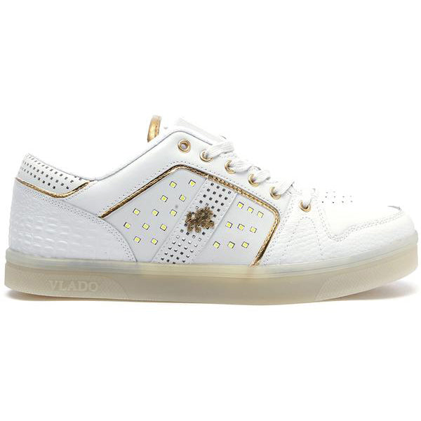 Vlado Footwear Lyte II Mens LED Light Low Top Leather Sneakers IG5801-01 White